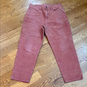 American Eagle Mom Straight Corduroy Jeans Dusty Rose, Stretch, Size 16 Reg